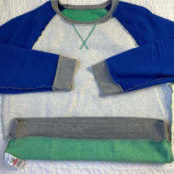 Top Man Size L Sweater Long sleeve Gray Green and Blue - Picture 13 of 15